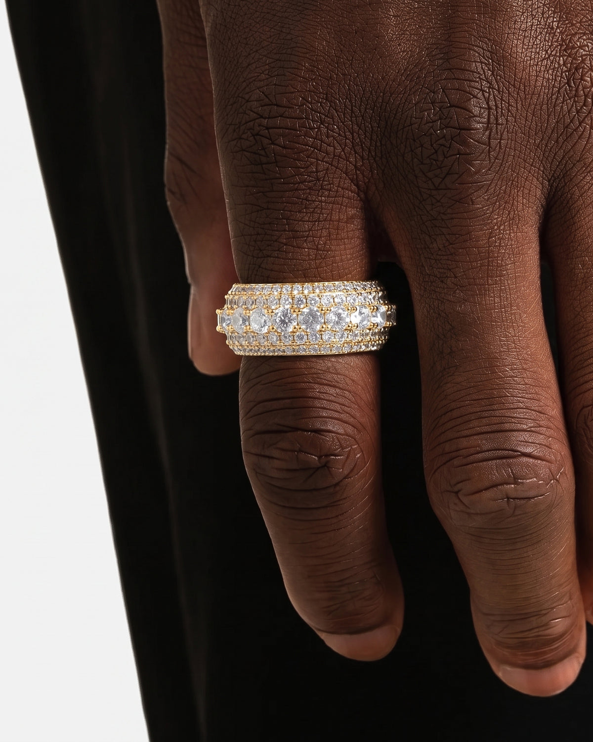 Bague éternité glacée pavée, finition or, vue 2