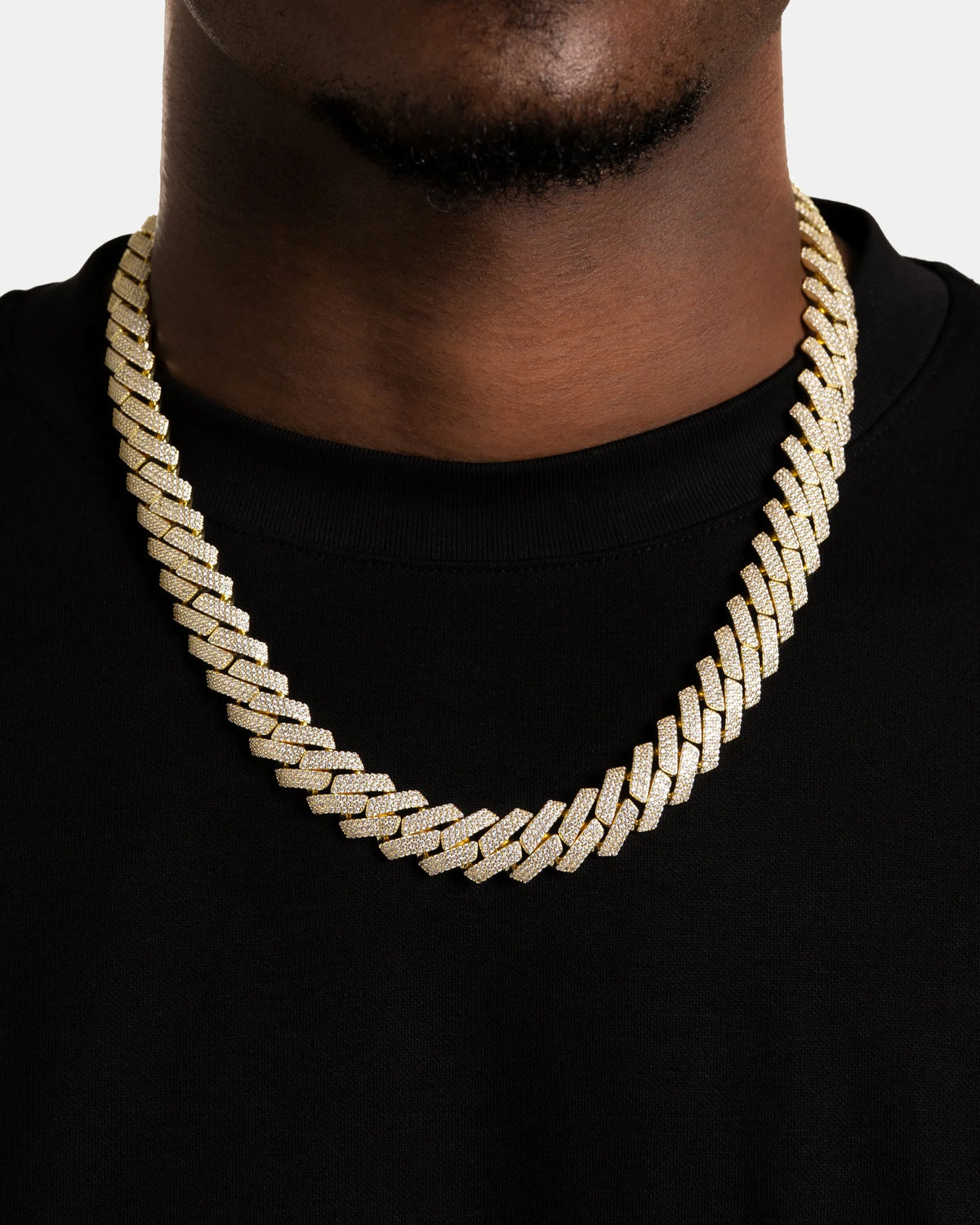 Chaîne cubaine 3 rangs 16 mm, finition or