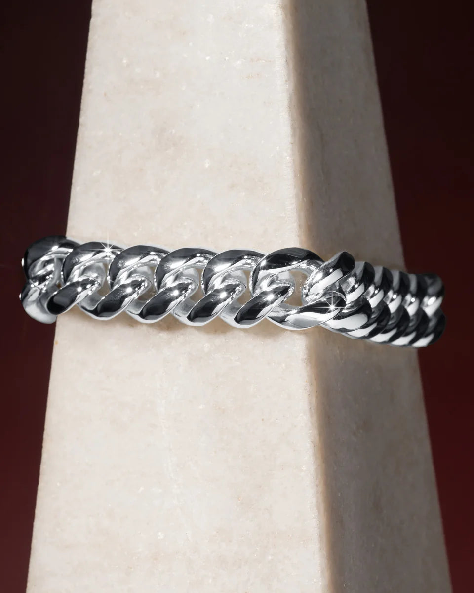 Bracelet cubain Miami 10 mm, finition argent, vue 4