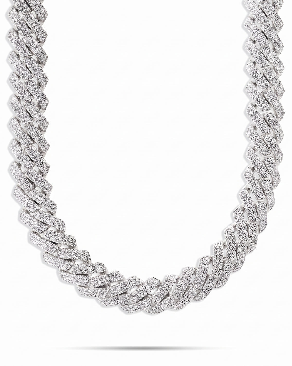 Chaîne cubaine 3 rangs 16 mm, finition argent, vue 4