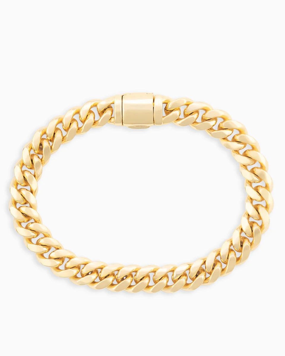 Bracelet cubain Miami 8 mm, finition or, vue 4
