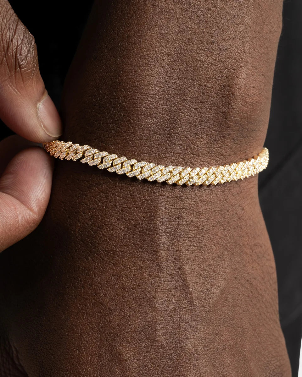 Bracelet cubain glacé 5 mm, finition or, vue 4