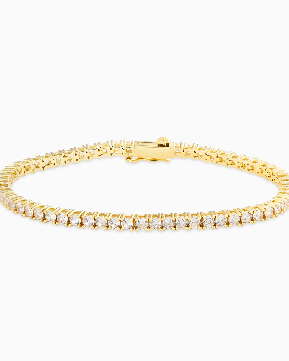 Bracelet tennis moissanite 3 mm, finition or, vue 3