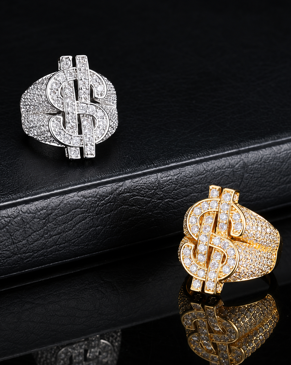 Bague dollar glacée, détail