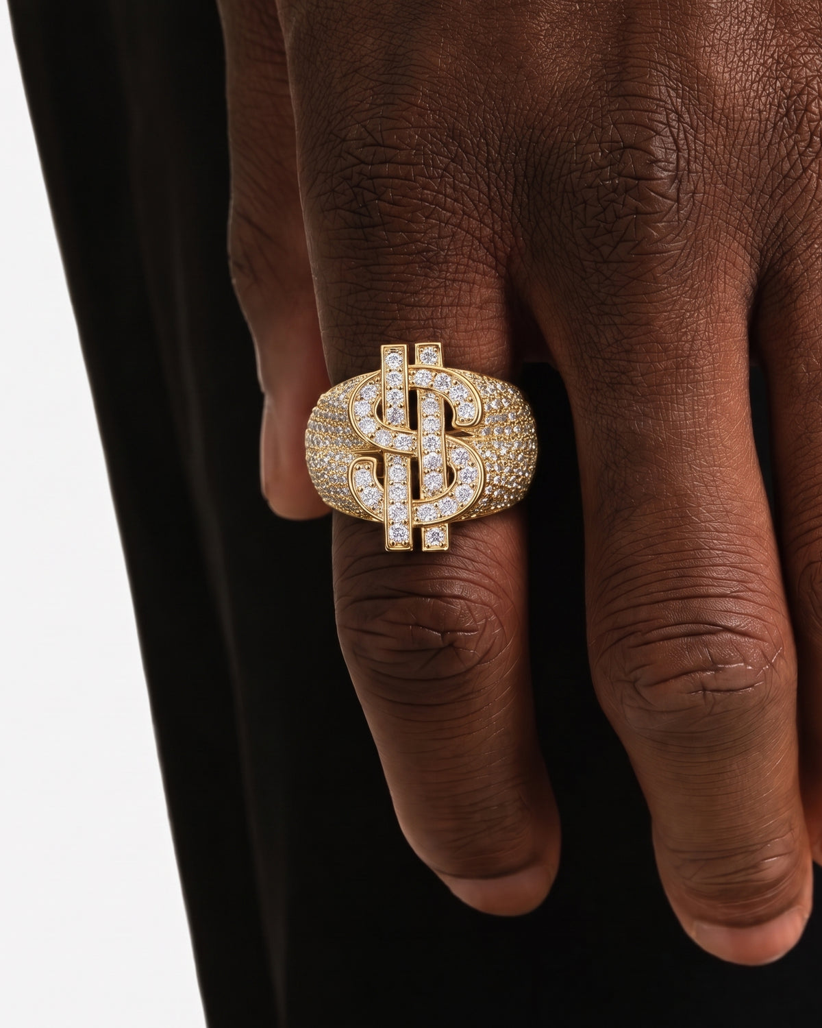 Bague dollar glacée, finition or