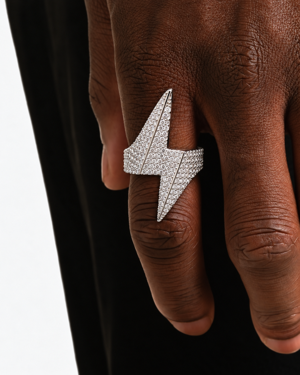 Bague éclair glacée, finition argent