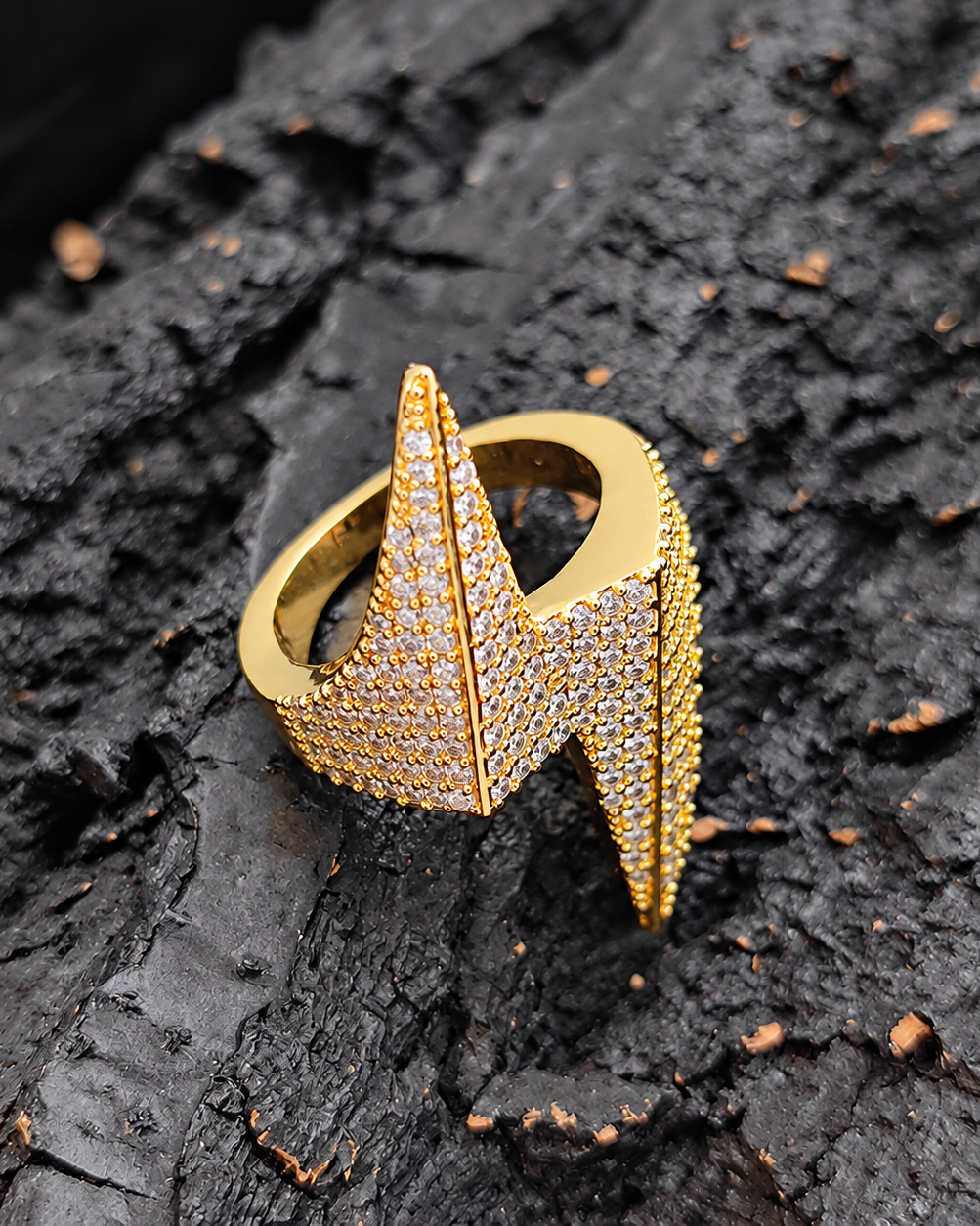 Bague éclair glacée, finition or, vue 3