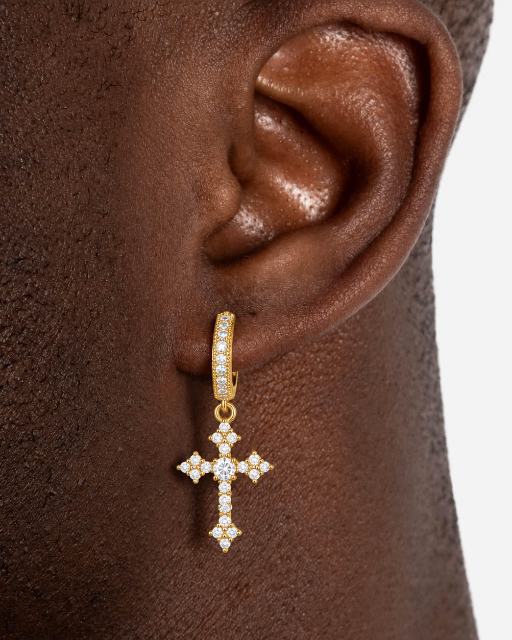 Créoles croix glacées, finition or