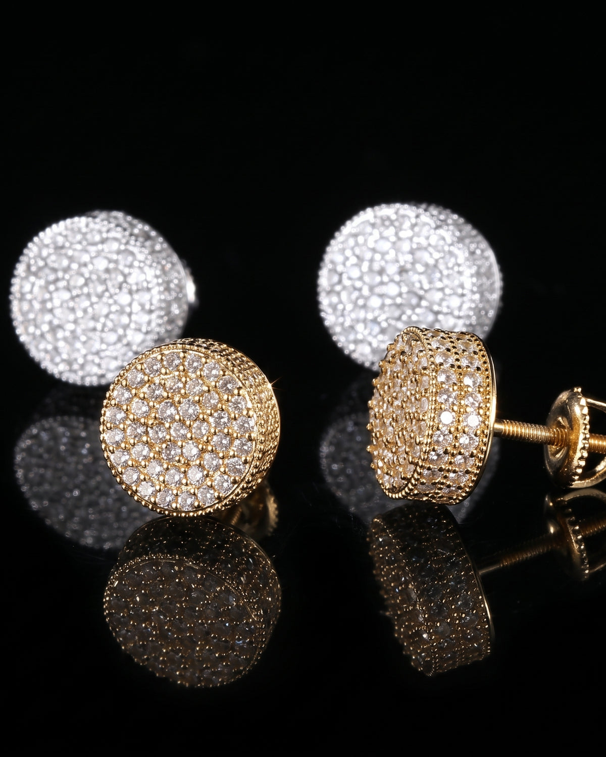 Boucles d'oreilles rondes glacées, finition or, vue 5