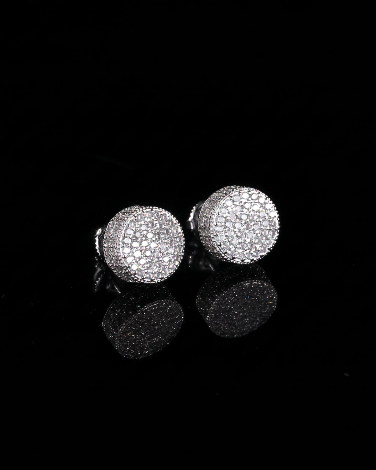 Boucles d'oreilles rondes glacées, finition argent, vue 3