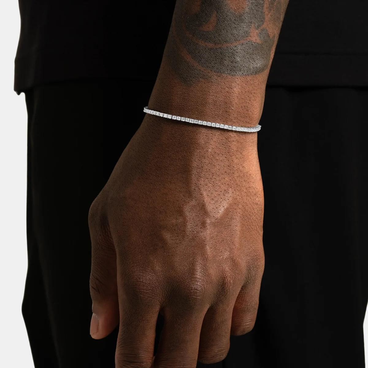 Bracelet tennis moissanite 2 mm, finition argent