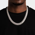 Chaîne cubaine 3 rangs 16 mm, finition argent