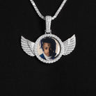 Pendentif photo ailes d'ange glacé, finition argent
