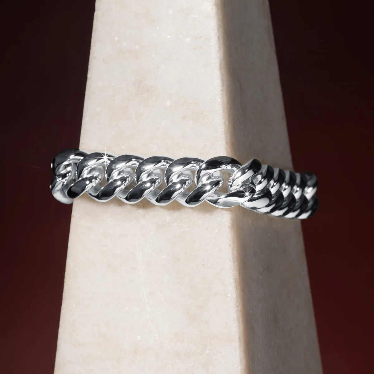 Bracelet cubain Miami 12 mm, finition argent, vue 4