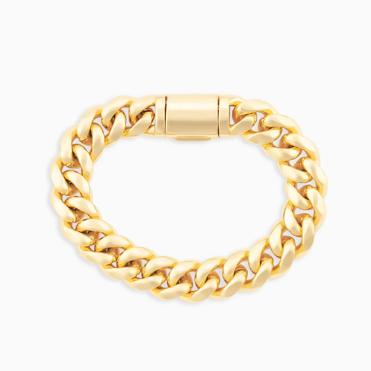 Bracelet cubain Miami 10 mm, finition or, vue 5