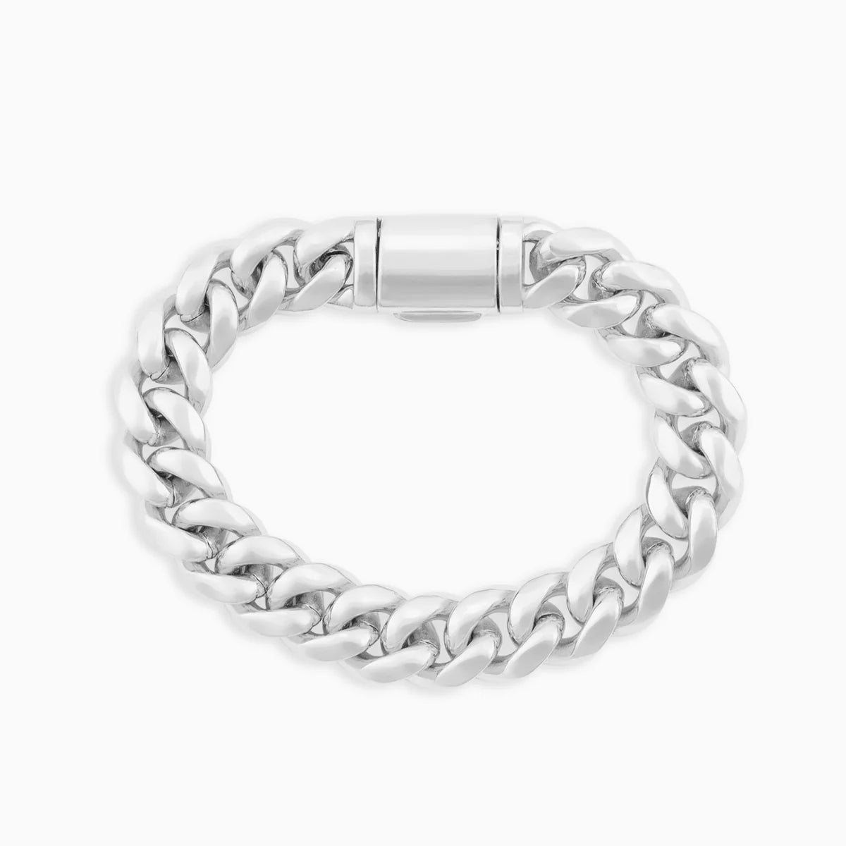 Bracelet cubain Miami 10 mm, finition argent, vue 5