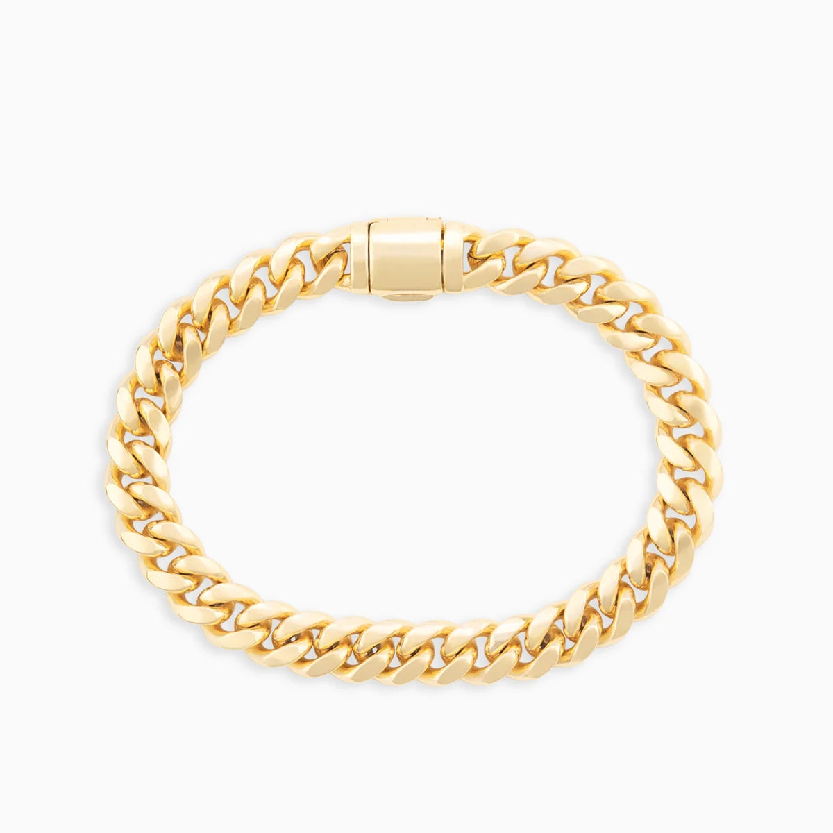 Bracelet cubain Miami 8 mm, finition or, vue 4