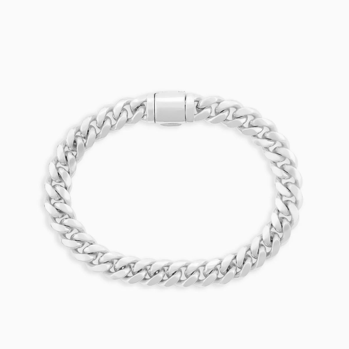 Bracelet cubain Miami 8 mm, finition argent, vue 3