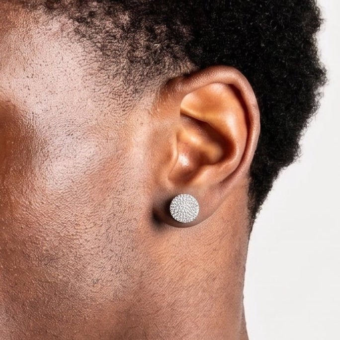 Boucles d'oreilles rondes glacées, finition argent