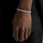 Bracelet cubain glacé 5 mm, finition argent