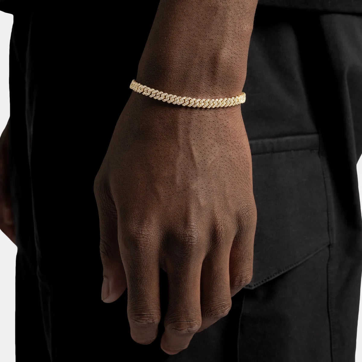 Bracelet cubain glacé 5 mm, finition or