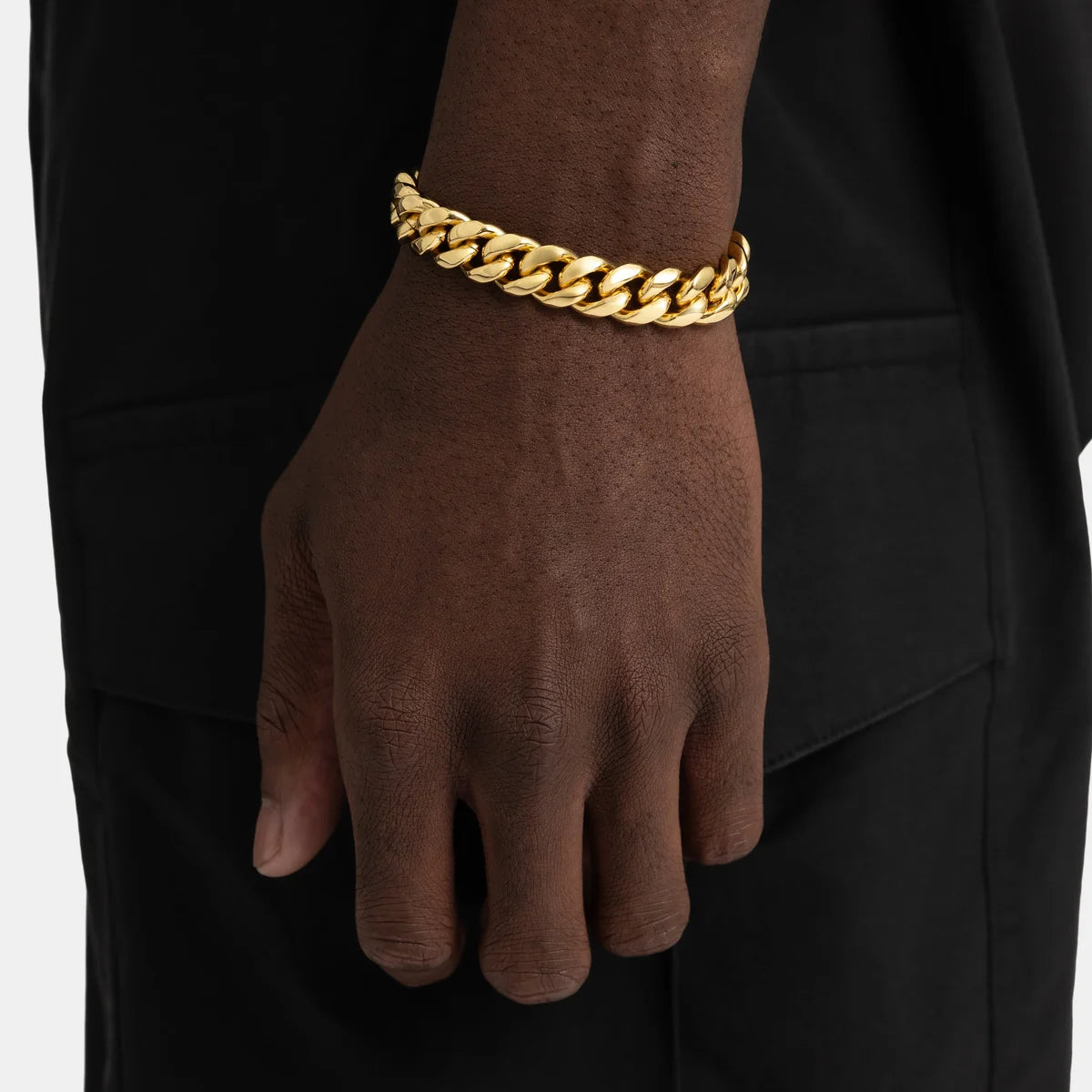 Bracelet cubain Miami 12 mm, finition or