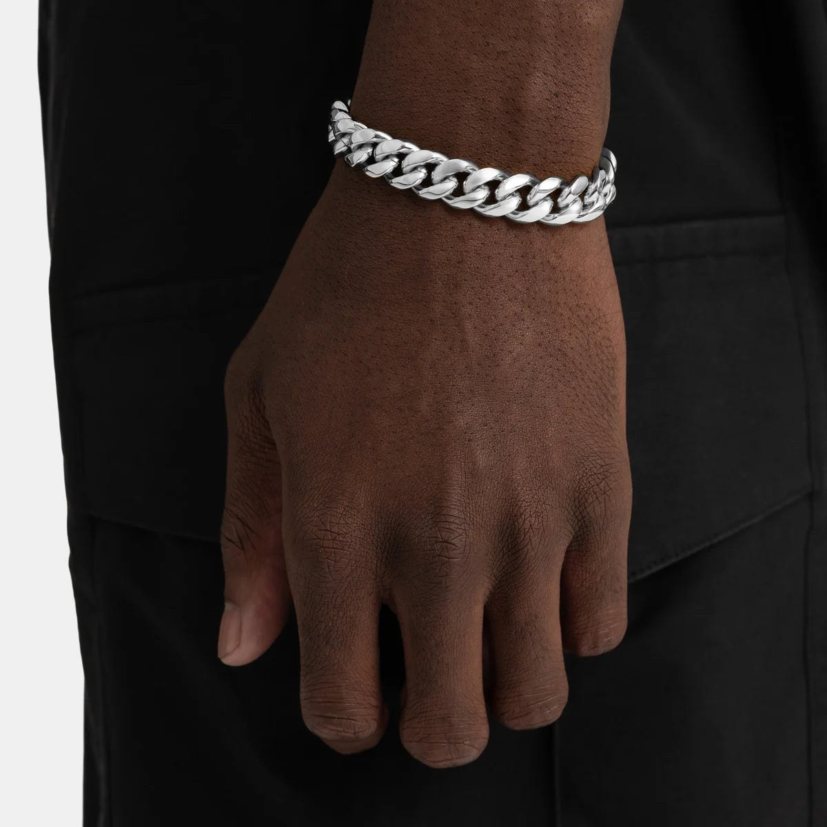 Bracelet cubain Miami 10 mm, finition argent