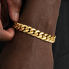 Bracelet cubain Miami 10 mm, finition or, vue 2