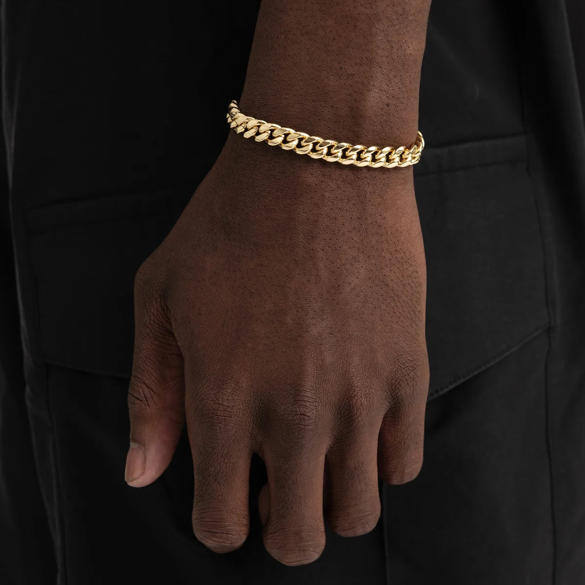 Bracelet cubain Miami 8 mm, finition or