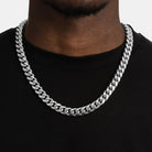 Chaîne cubaine Miami 12 mm, finition argent