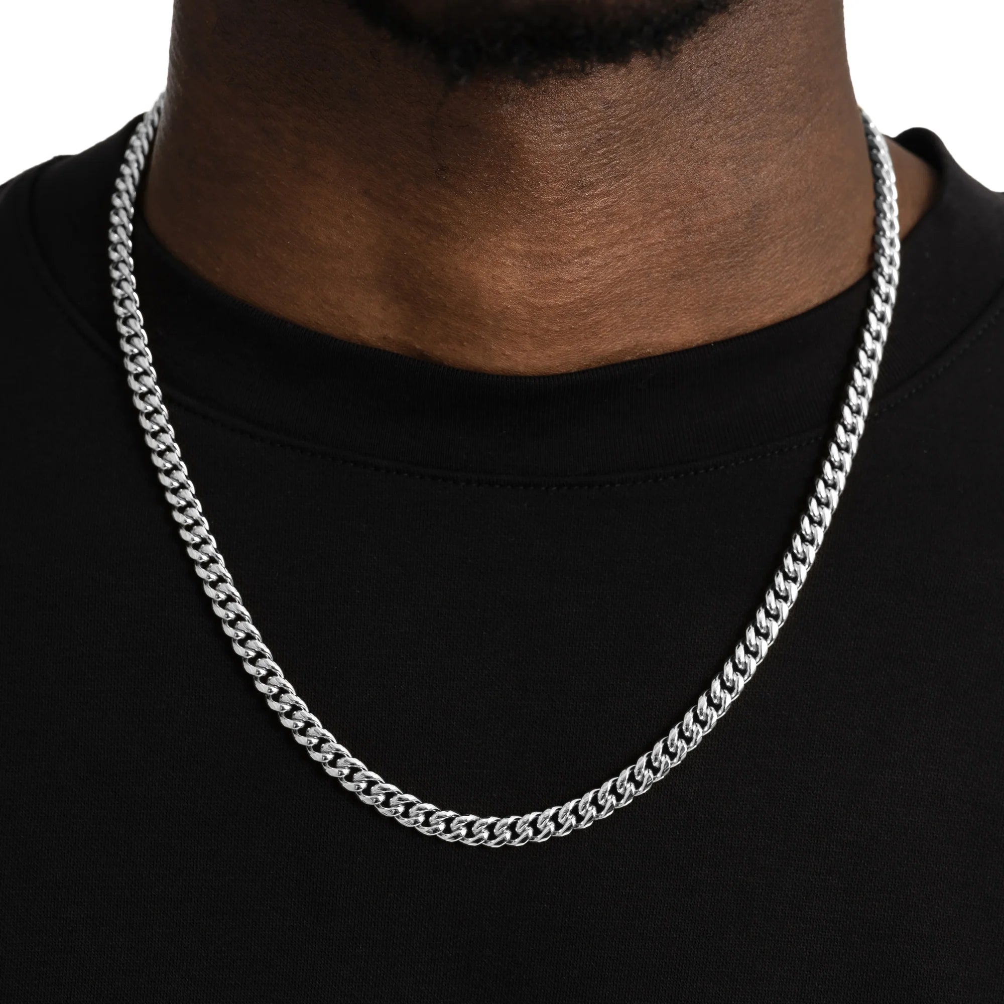 Chaîne cubaine Miami 6 mm, finition argent