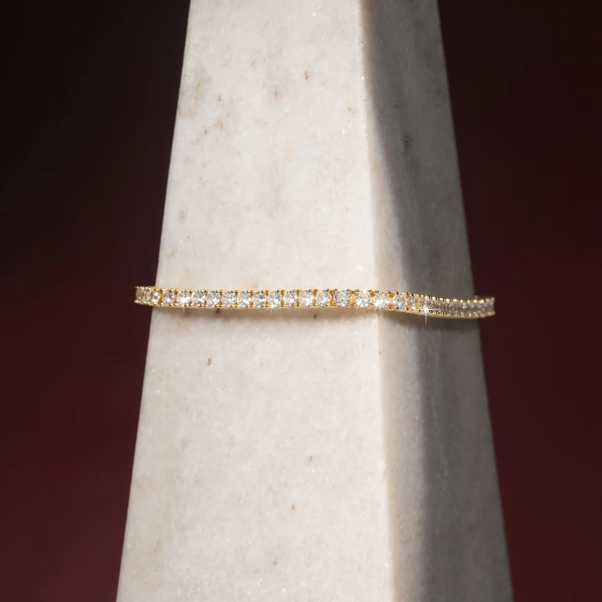 Bracelet tennis moissanite 3 mm, finition or, vue 4