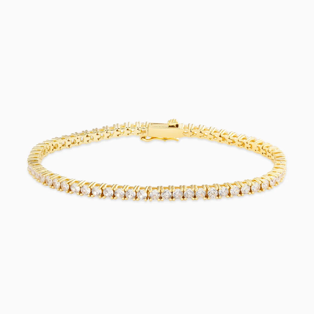 Bracelet tennis moissanite 3 mm, finition or, vue 3