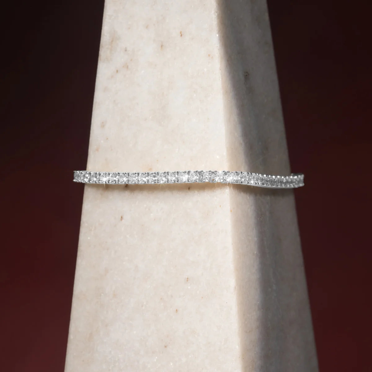 Bracelet tennis moissanite 3 mm, finition argent, vue 4