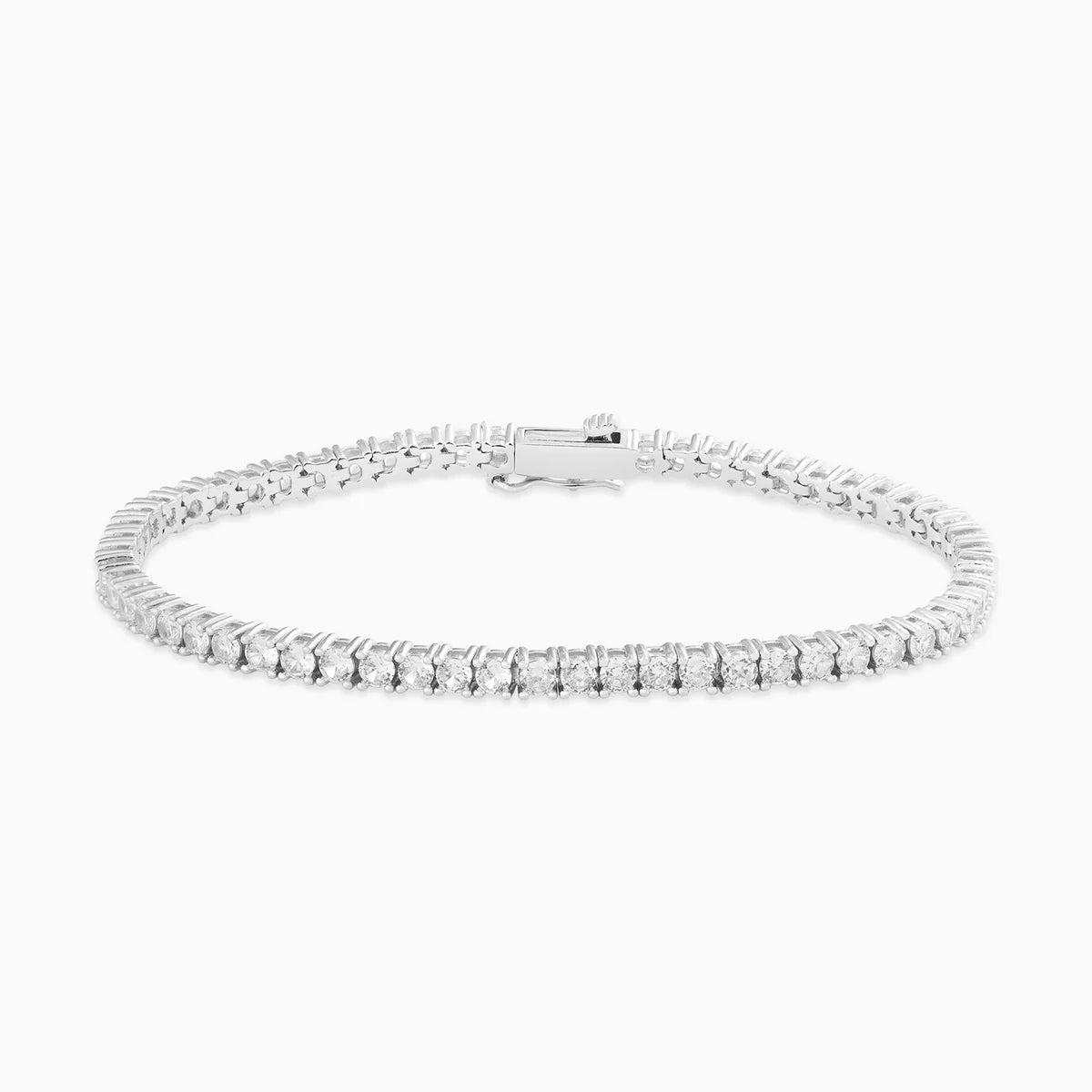 Bracelet tennis moissanite 3 mm, finition argent, vue 3