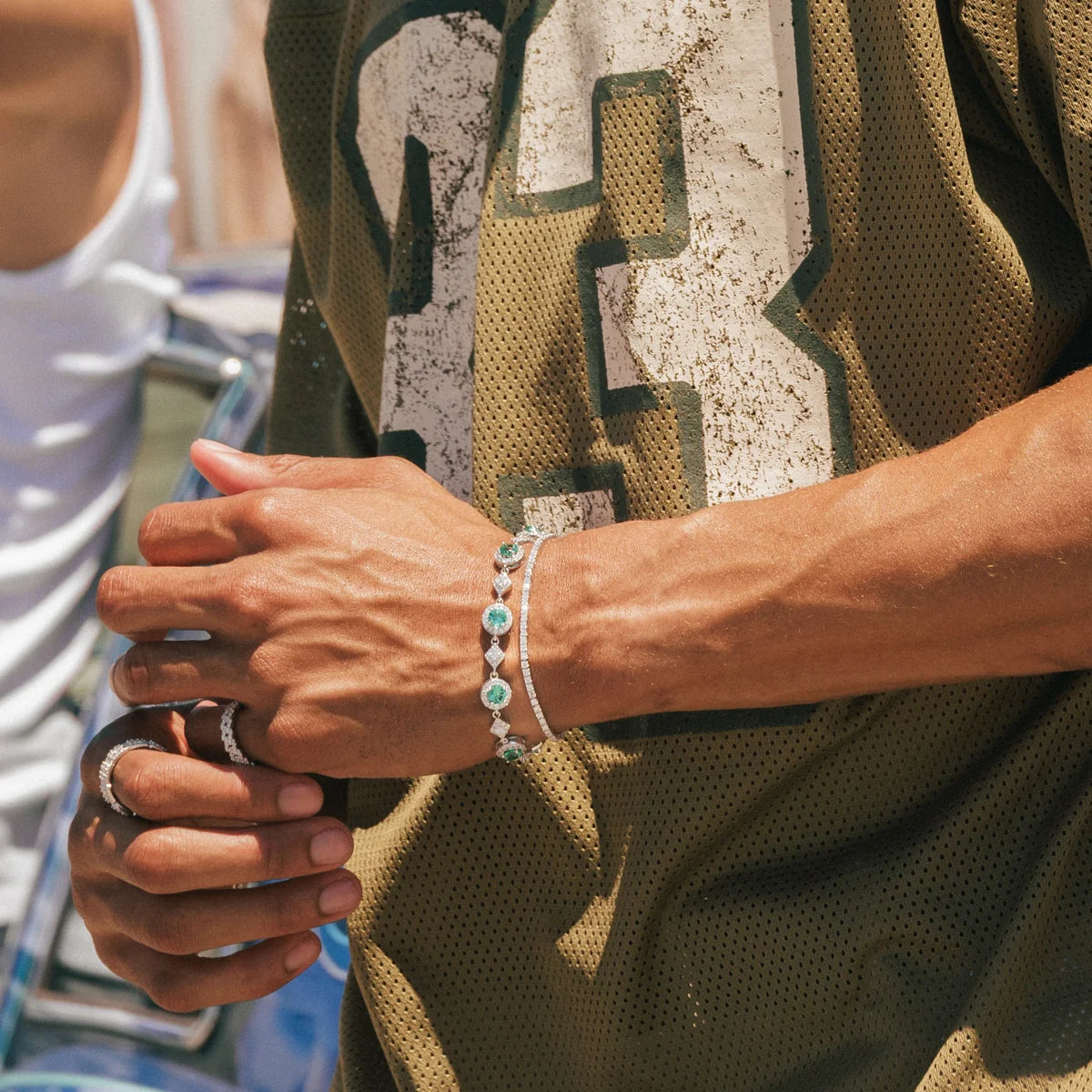 Bracelet tennis moissanite 2 mm, finition argent, vue 3
