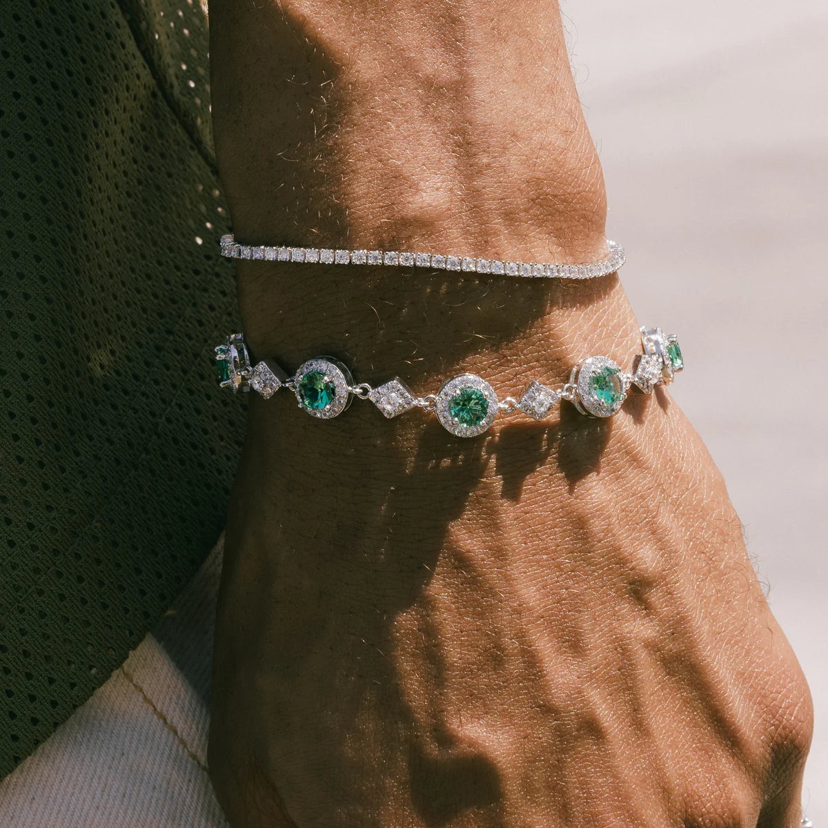 Bracelet tennis moissanite 2 mm, finition argent, vue 4