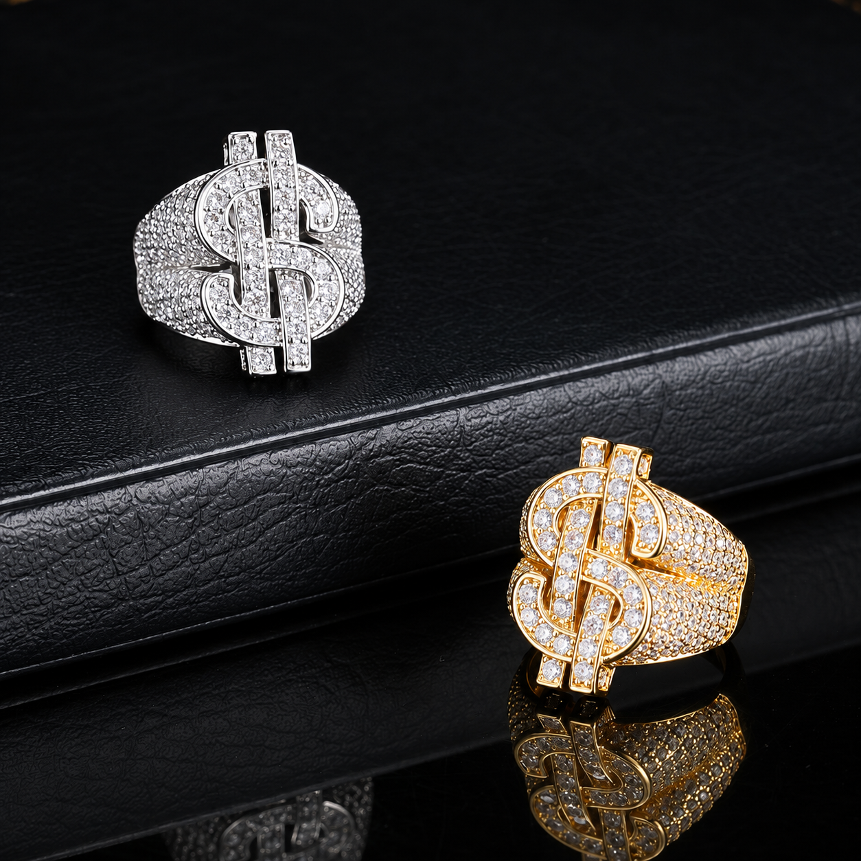 Bague dollar glacée, détail