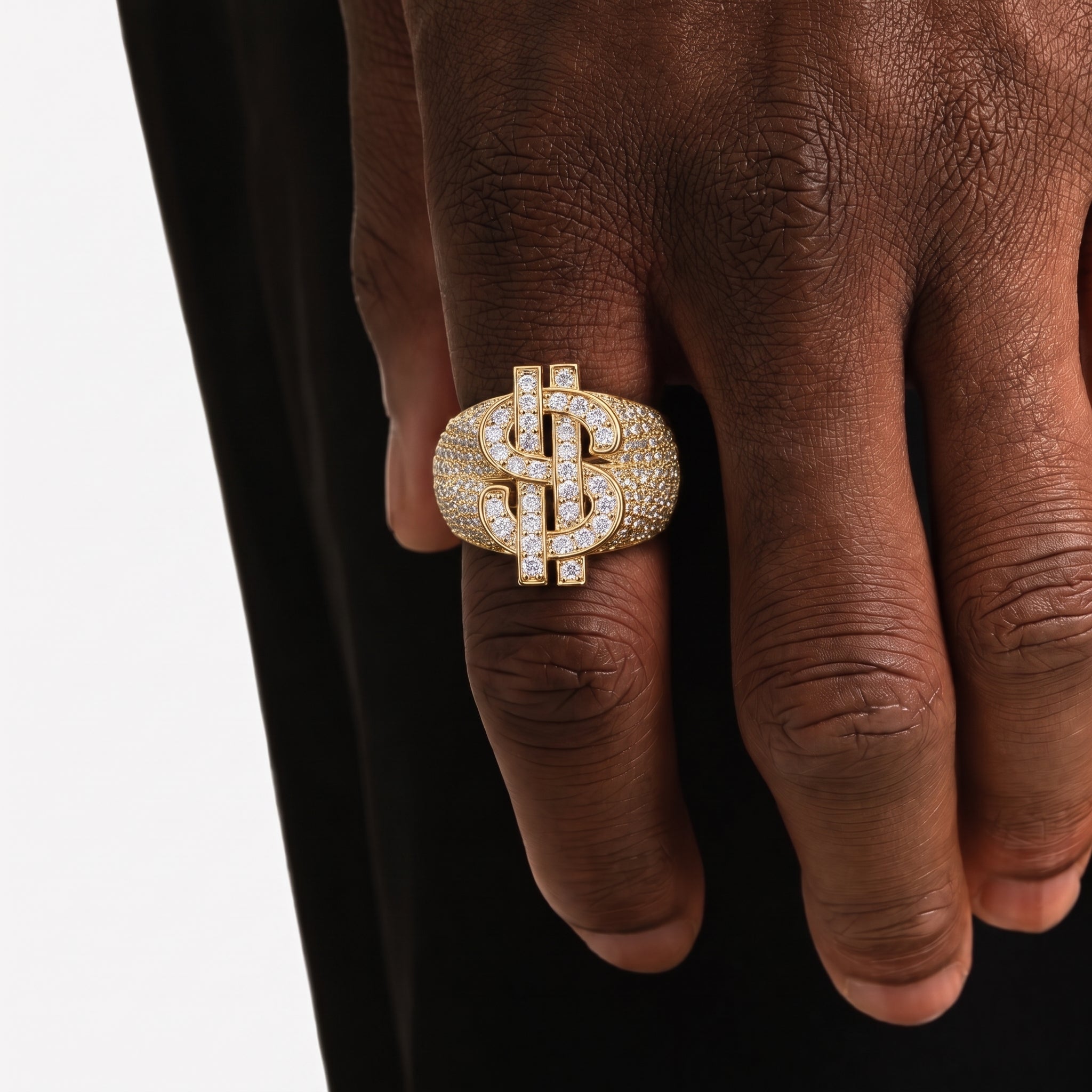 Bague dollar glacée, finition or