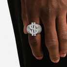 Bague dollar glacée, finition argent