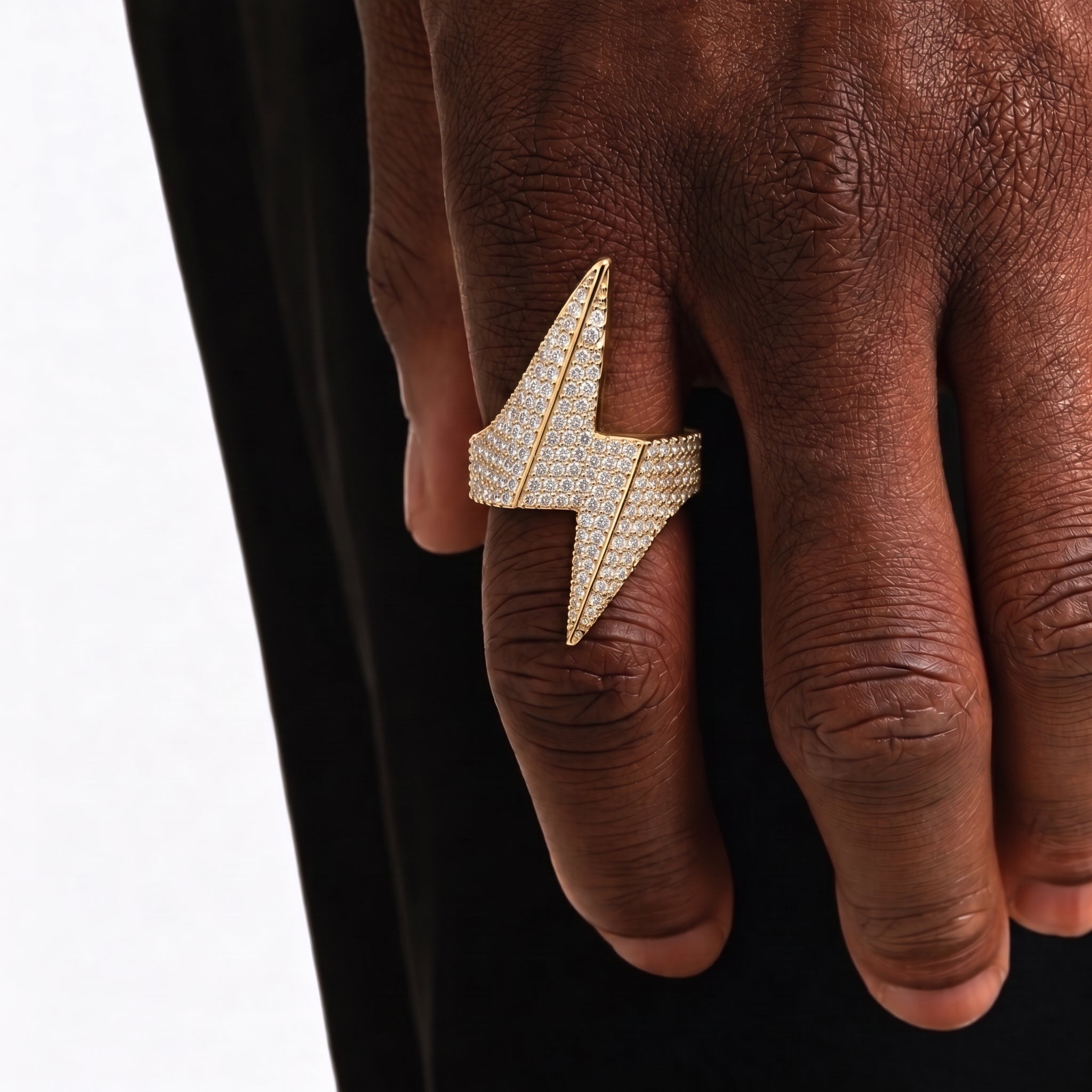Bague éclair glacée, finition or