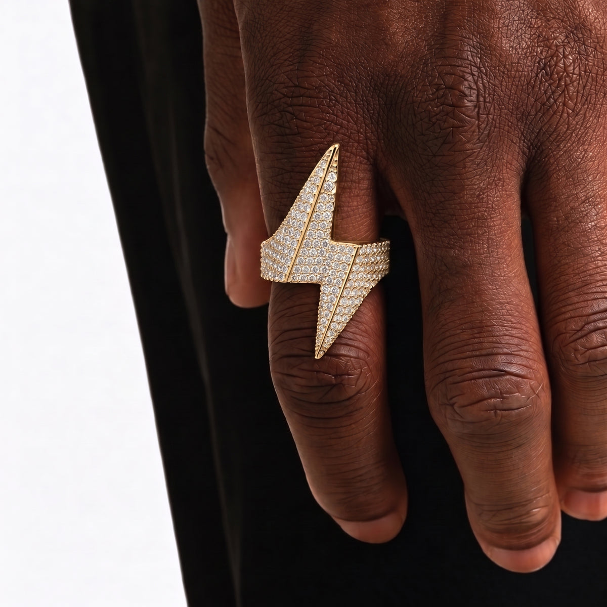 Bague éclair glacée, finition or