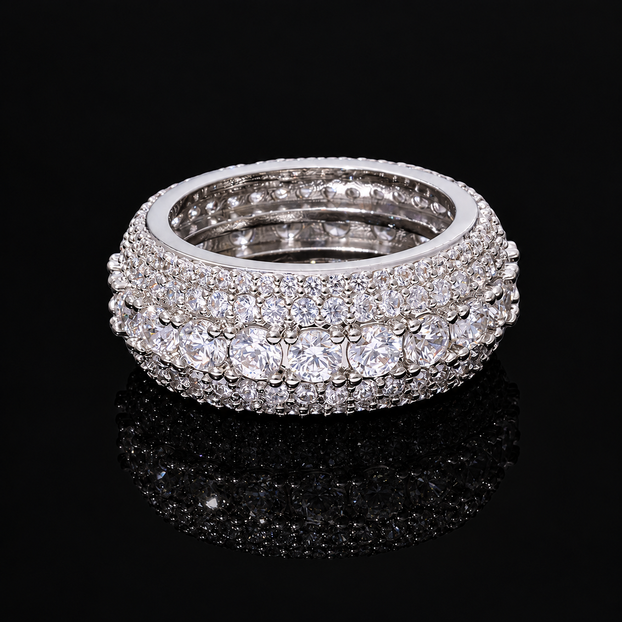 Bague éternité glacée pavée, finition argent, vue 3
