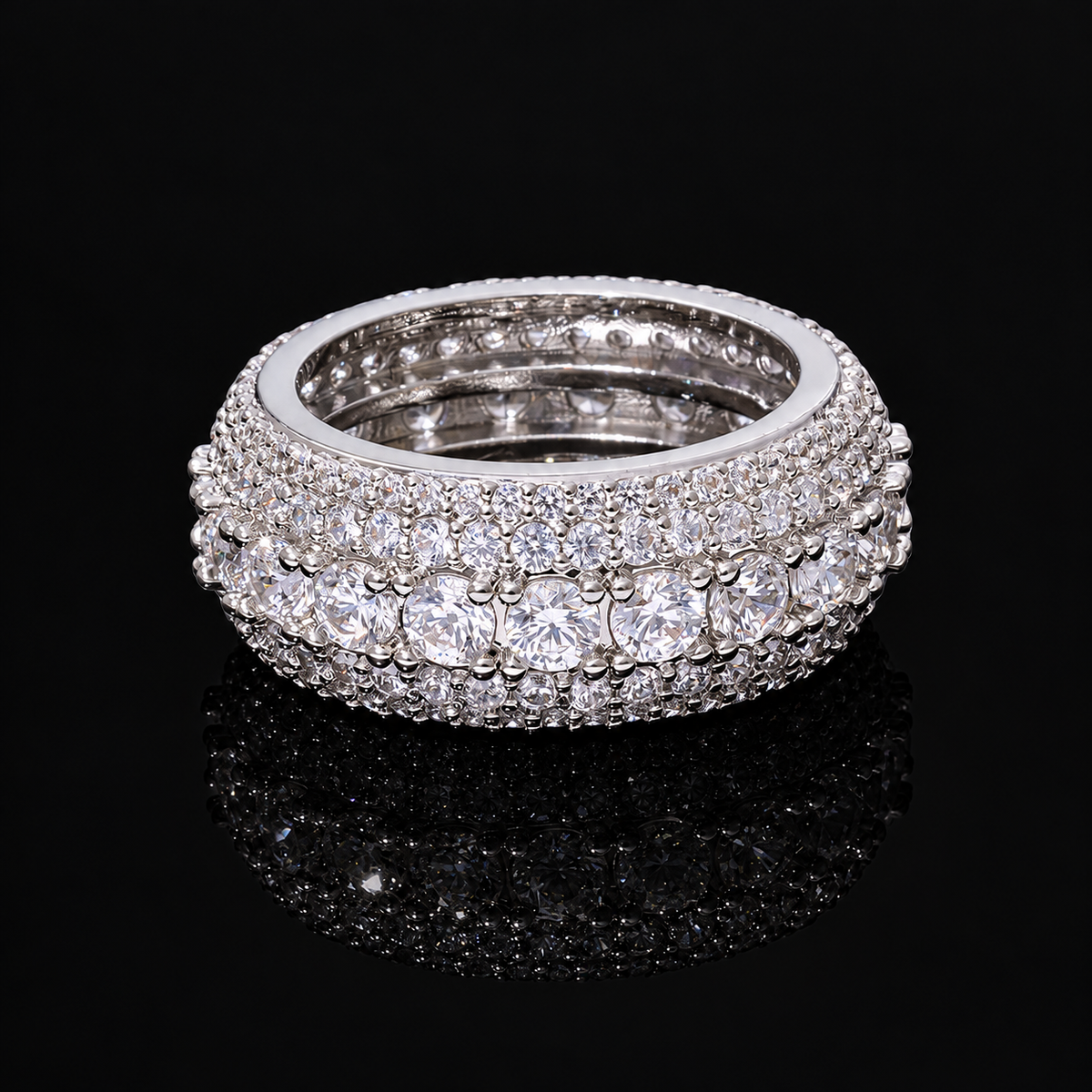 Bague éternité glacée pavée, finition argent, vue 3