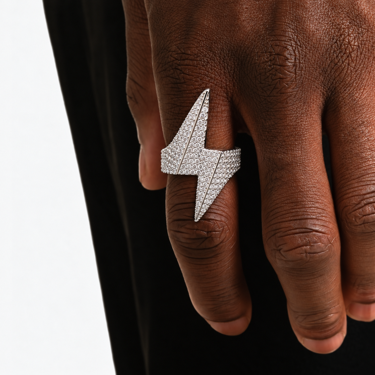 Bague éclair glacée, finition argent