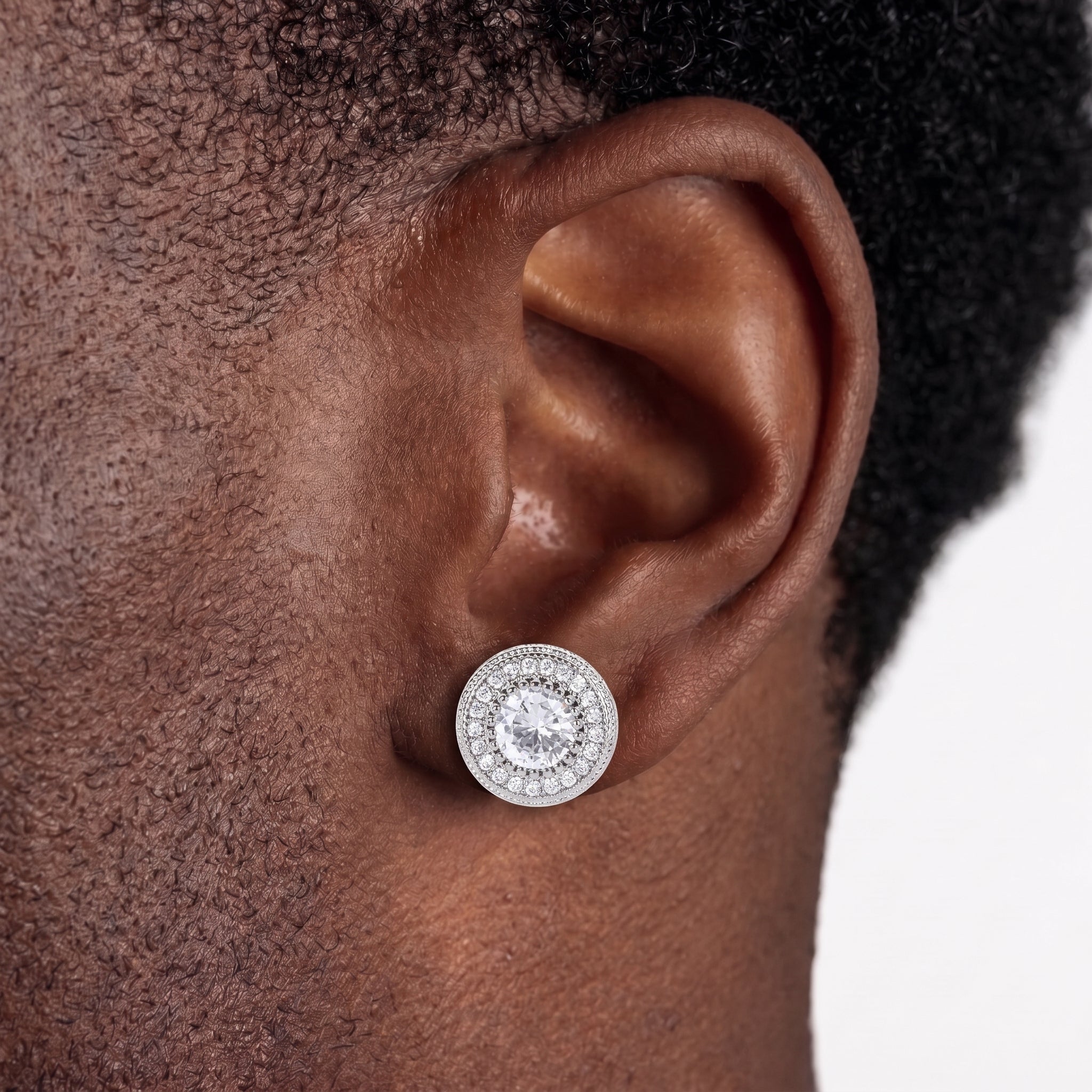 Puces halo glacées, finition argent