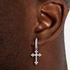 Créoles croix glacées, finition argent
