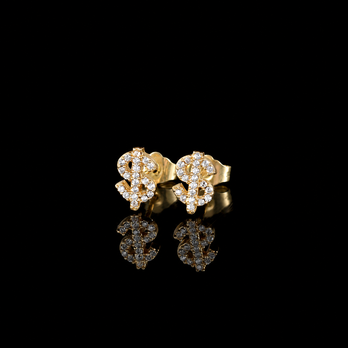 Puces dollar glacées, finition or, vue 3