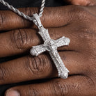 Pendentif crucifix glacé, finition argent, vue 3