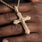 Pendentif crucifix glacé, finition or, vue 3